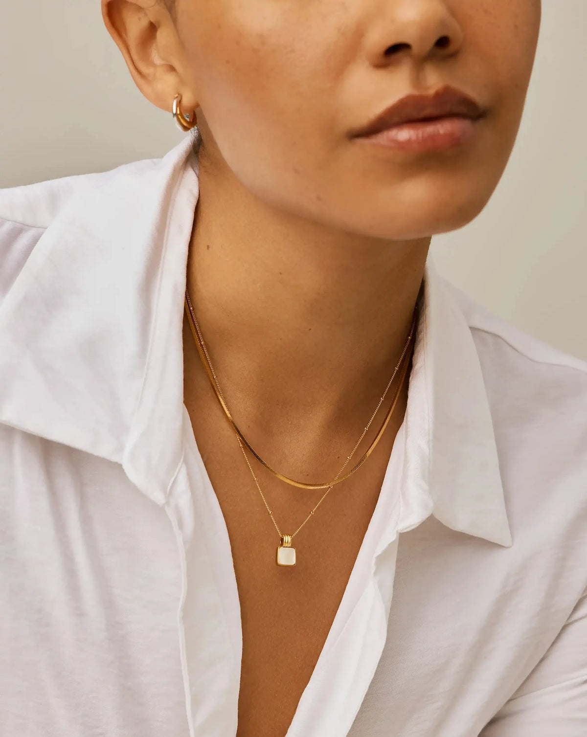 Lucy Williams Square Mother of Pearl Necklace