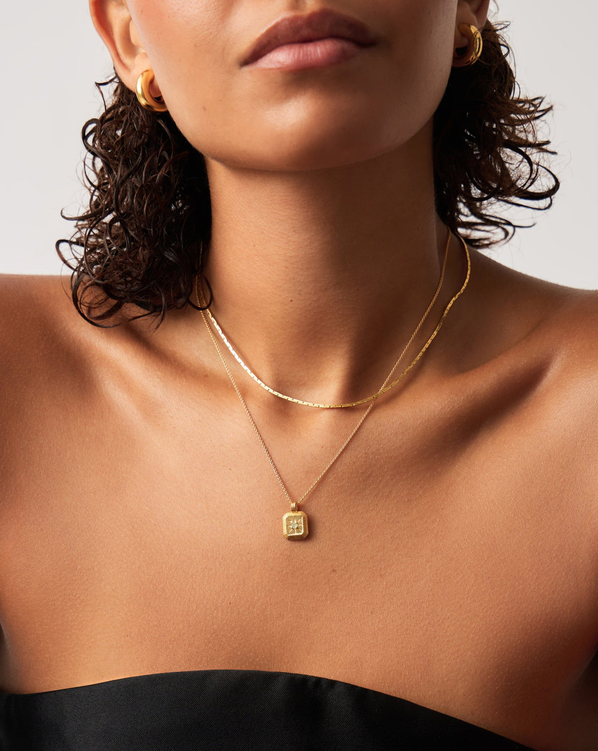 March Birthstone Pendant Necklace | 18k Gold Vermeil/Milky Aquamarine