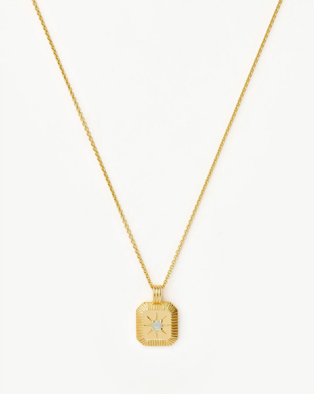 March Birthstone Pendant Necklace | 18k Gold Vermeil/Milky Aquamarine
