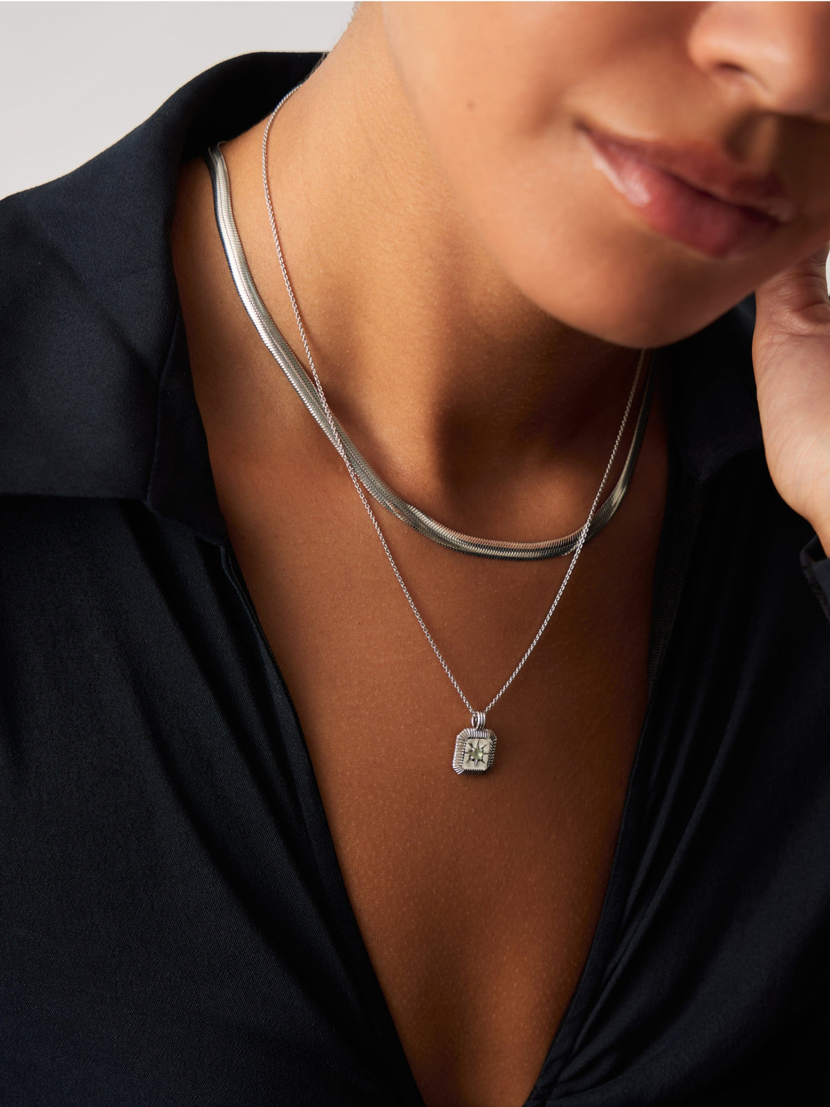 March Birthstone Pendant Necklace | Dyed Aqua Chalcedony/Sterling Silver
