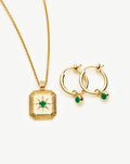 May Birthstone Necklace & Charm Earrings Set | 18k Gold Vermeil/Green Onyx