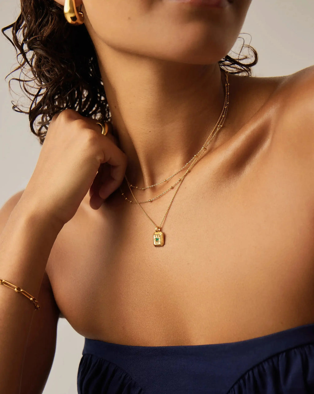 May Birthstone Pendant Necklace | 18k Gold Vermeil/Green Onyx