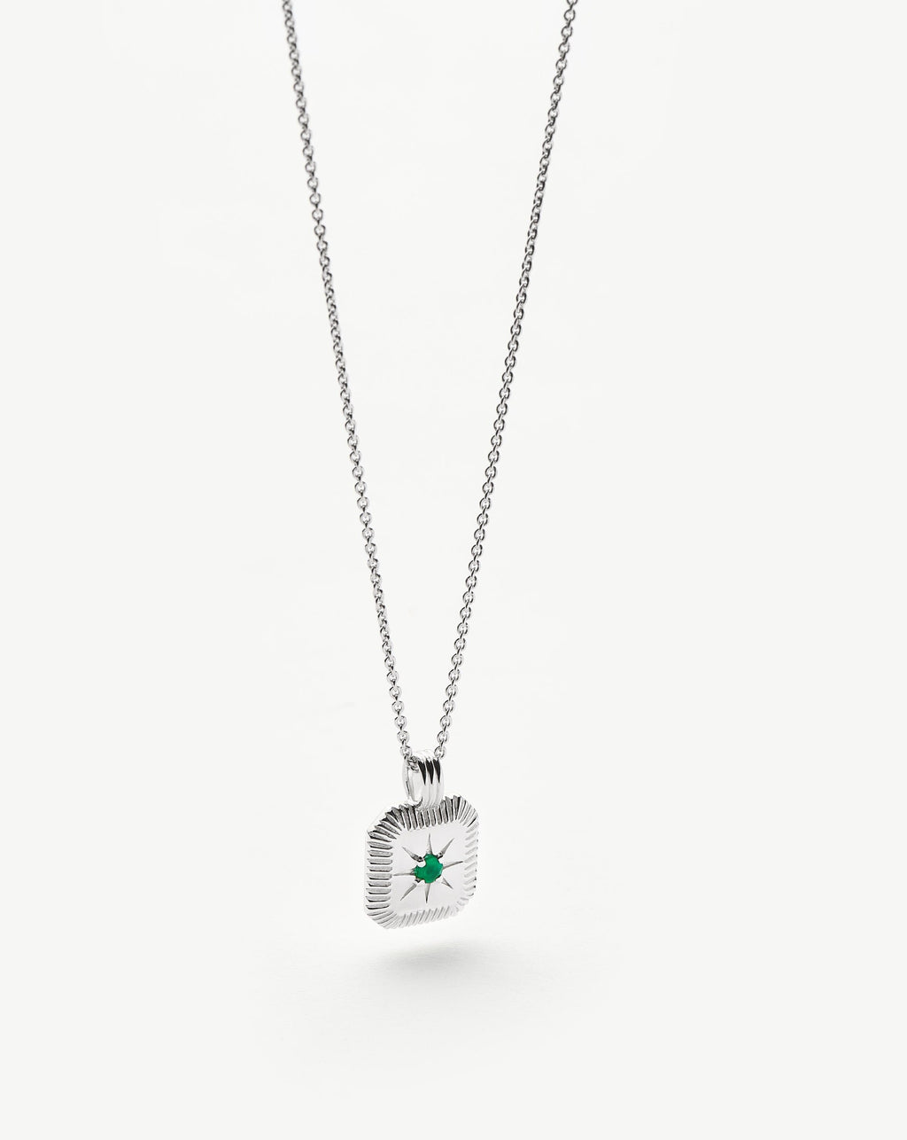 May Birthstone Pendant Necklace | Sterling Silver/Green Onyx