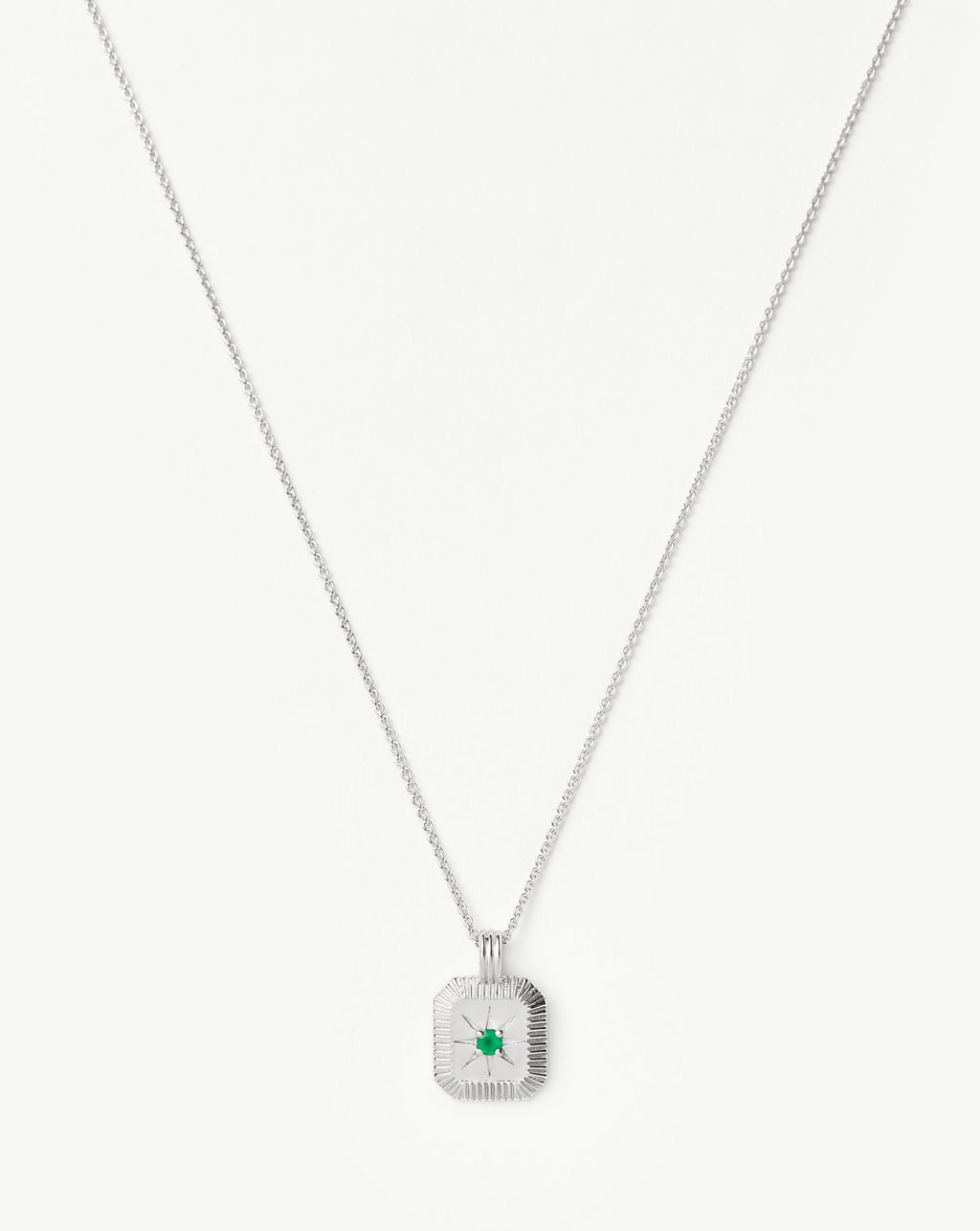 May Birthstone Pendant Necklace | Sterling Silver/Green Onyx