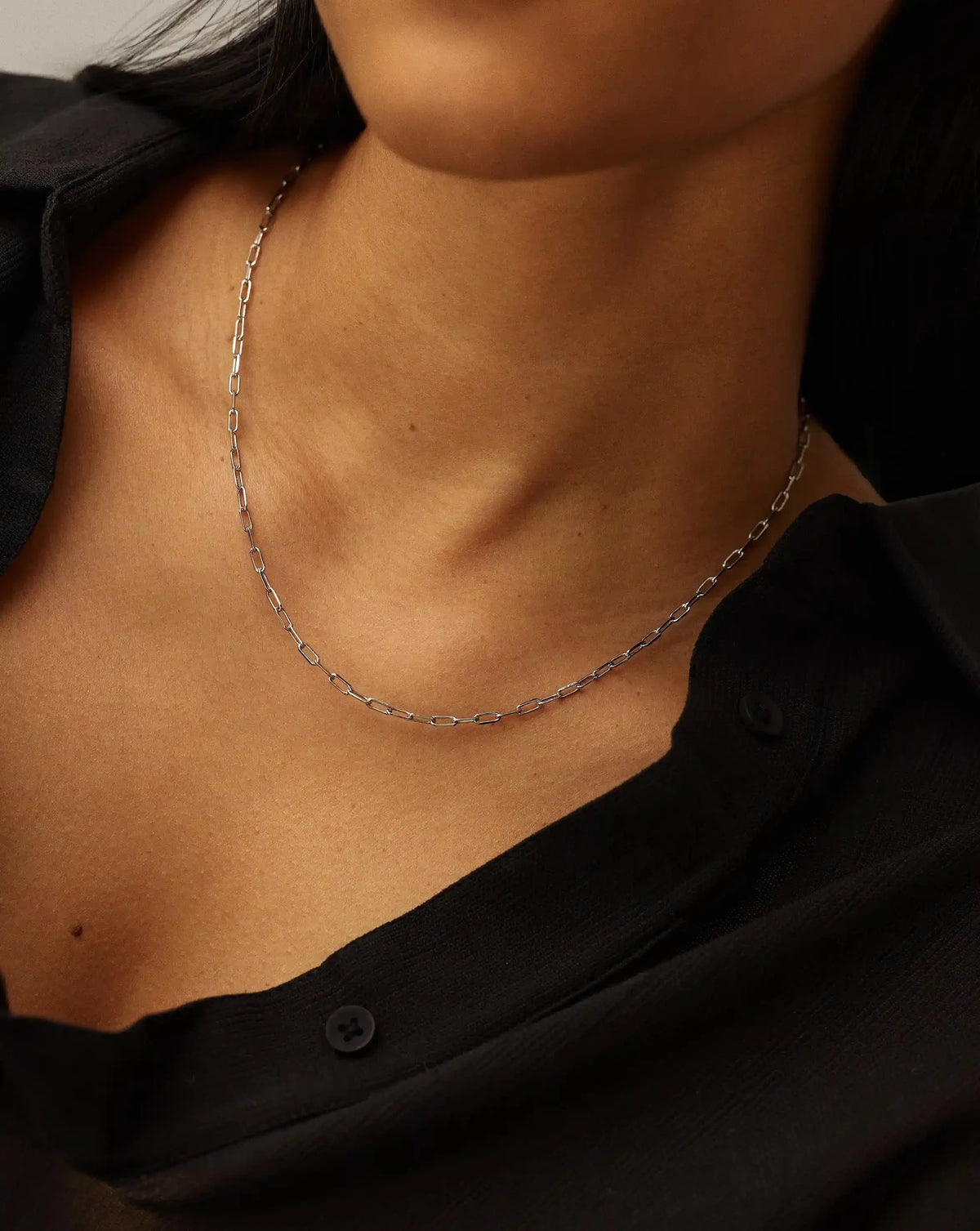 Mini Paperclip Chain Necklace | Platinum Plated