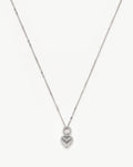 Mini Ridge Heart Charm Pendant Necklace | Sterling Silver