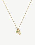 Molten Gemstone Bean Pendant Necklace | 18k Gold Plated/Blue and Green Onyx