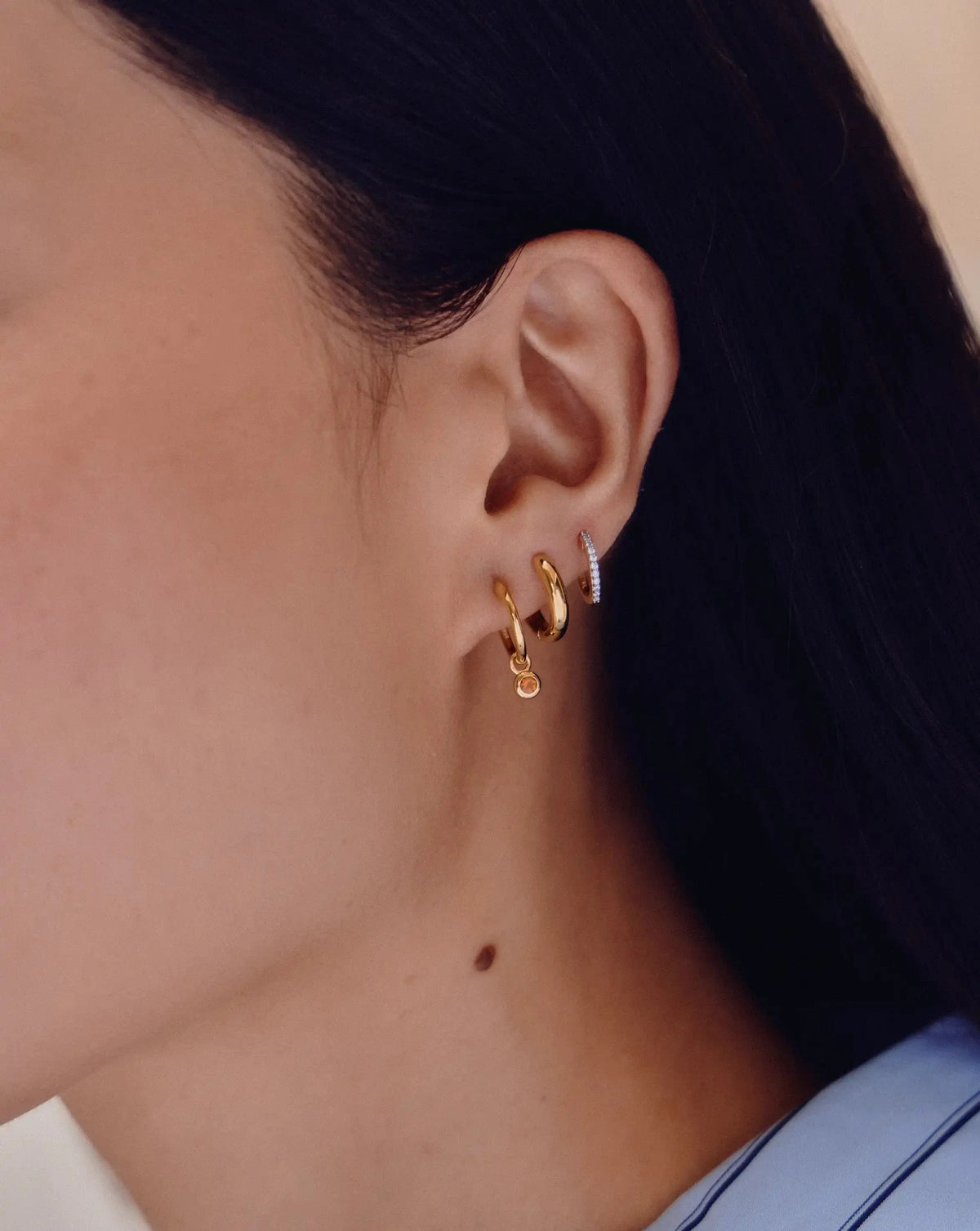 November Birthstone Necklace & Charm Earrings Set | 18k Gold Vermeil/Citrine