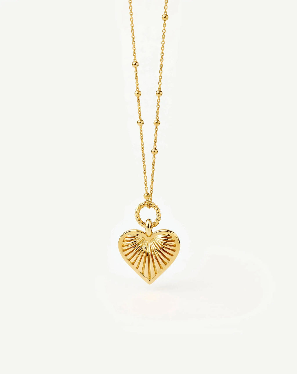 Ridge Heart Charm Pendant Necklace | 18k Gold Plated
