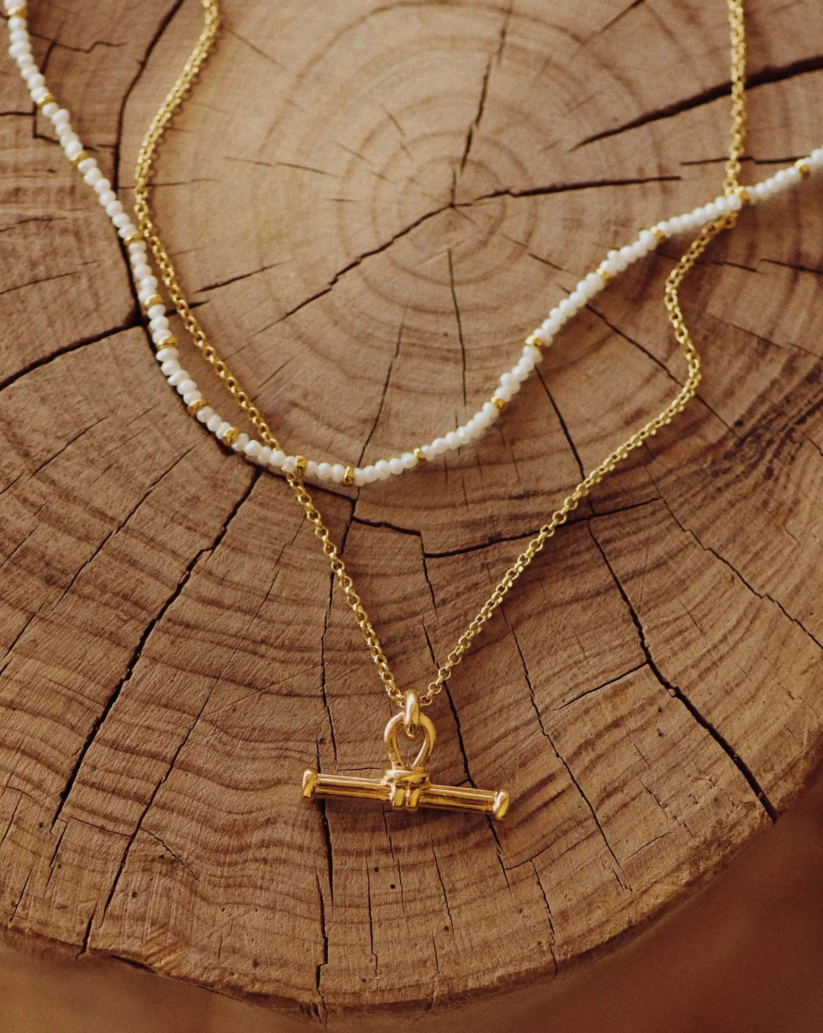 Ridge T-Bar Chain Necklace | 18k Gold Plated