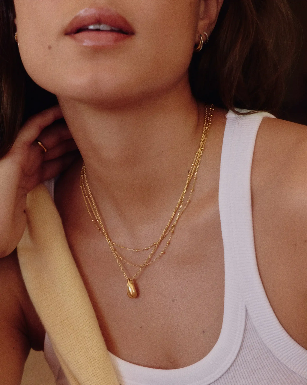Savi Sculptural Droplet Pendant Necklace | 18k Gold Vermeil