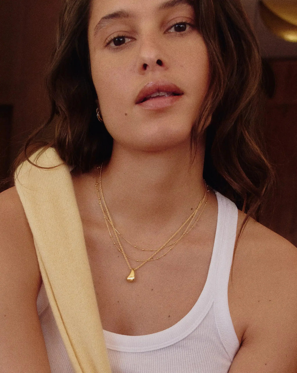 Savi Sculptural Droplet Pendant Necklace | 18k Gold Vermeil