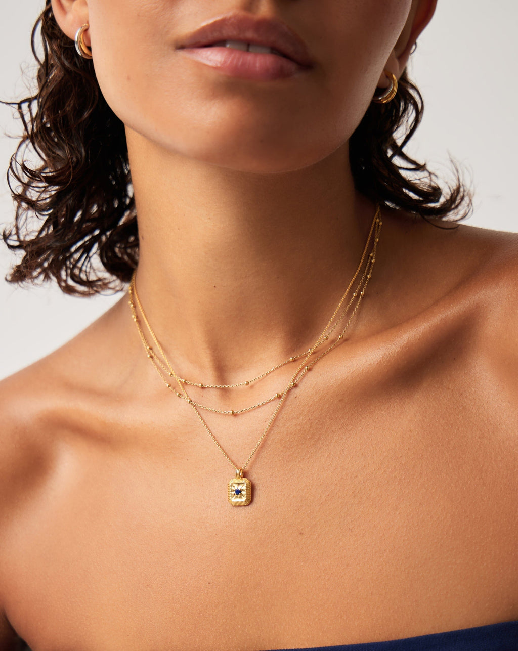 September Birthstone Necklace & Charm Earrings Set | 18k Gold Vermeil/Lapis