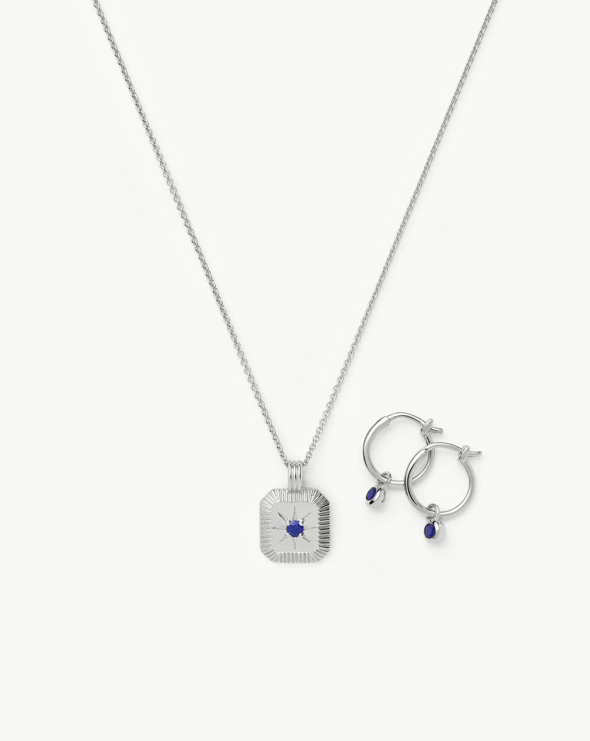September Birthstone Necklace & Charm Earrings Set | Sterling Silver