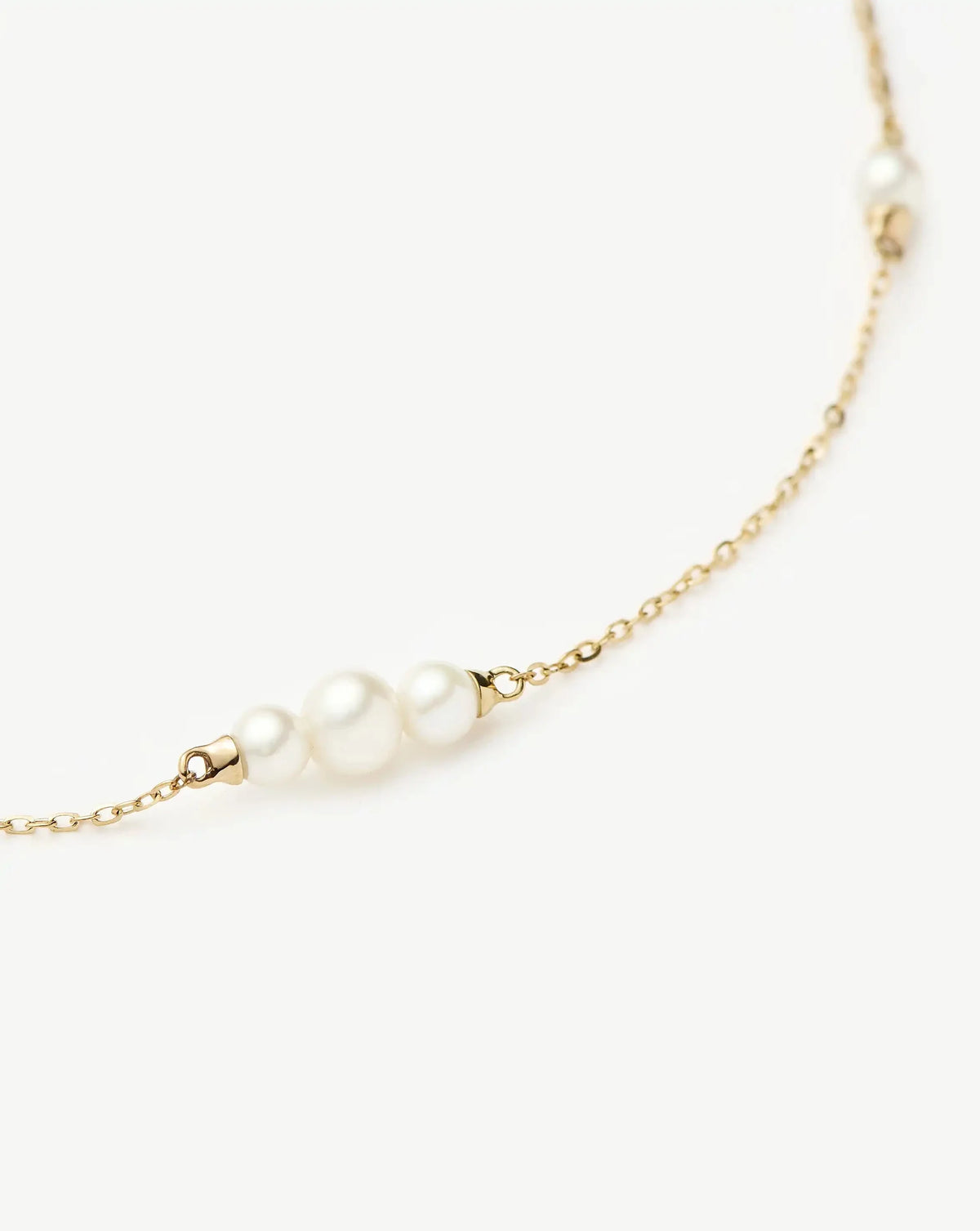 Solid Gold Pearl Chain Necklace | 14k Solid Gold/Pearl