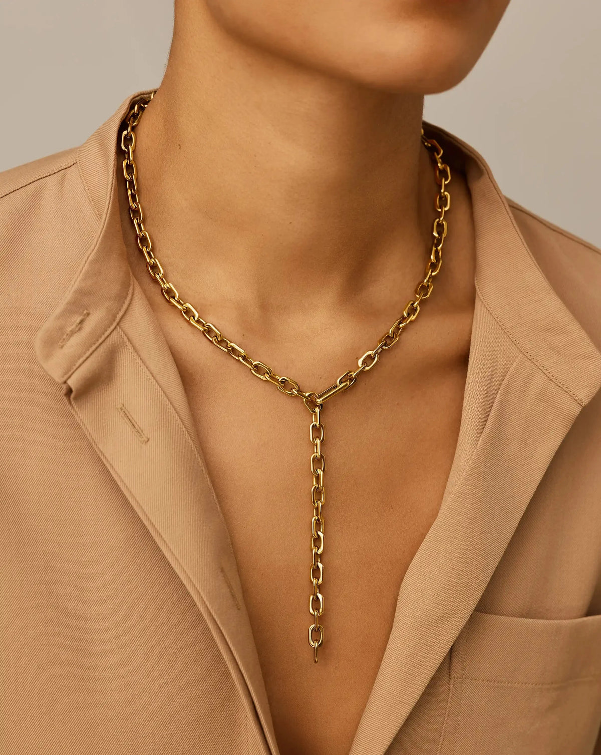 Square Paperclip Chain Necklace | 18k Gold Plated