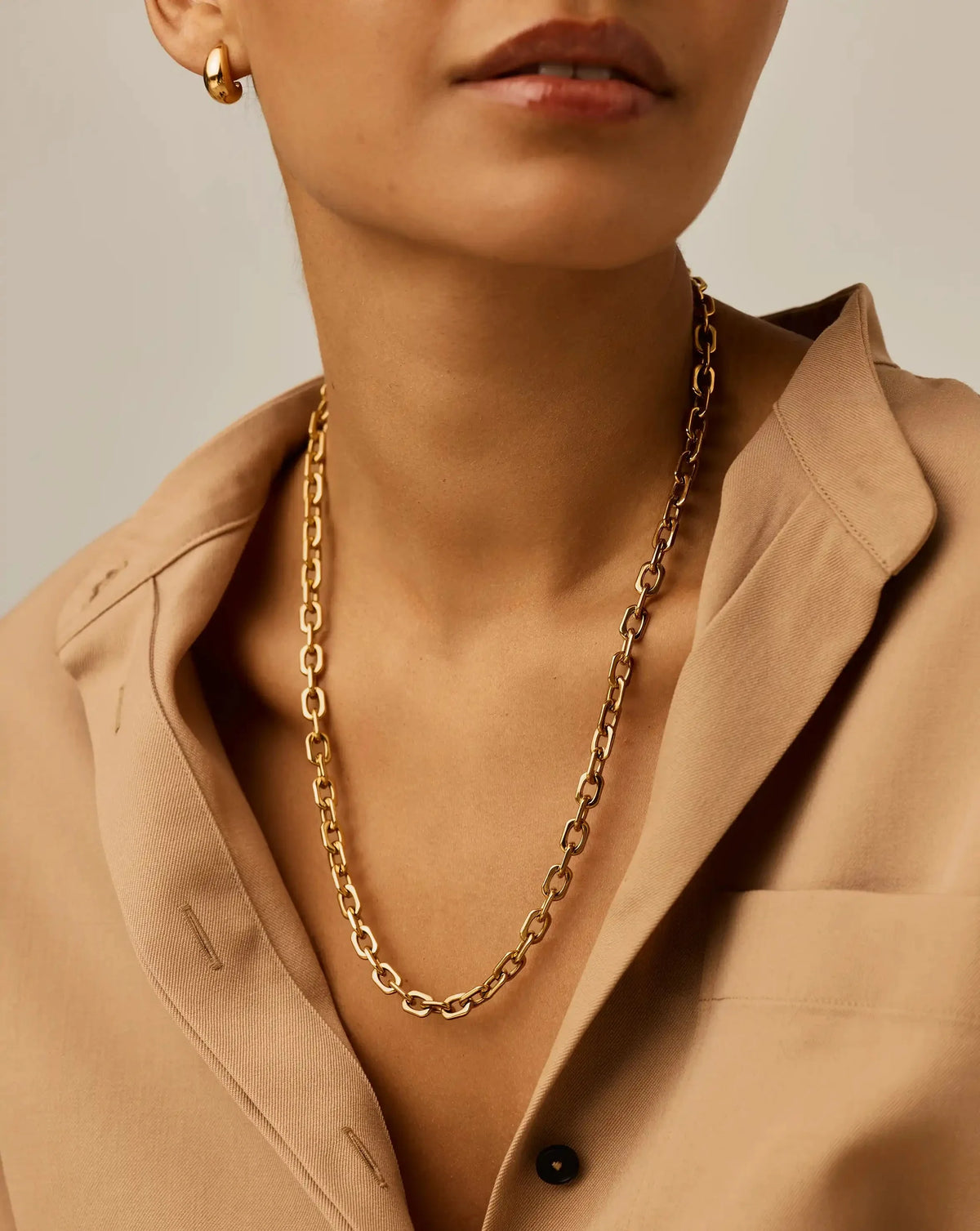 Square Paperclip Chain Necklace | 18k Gold Plated