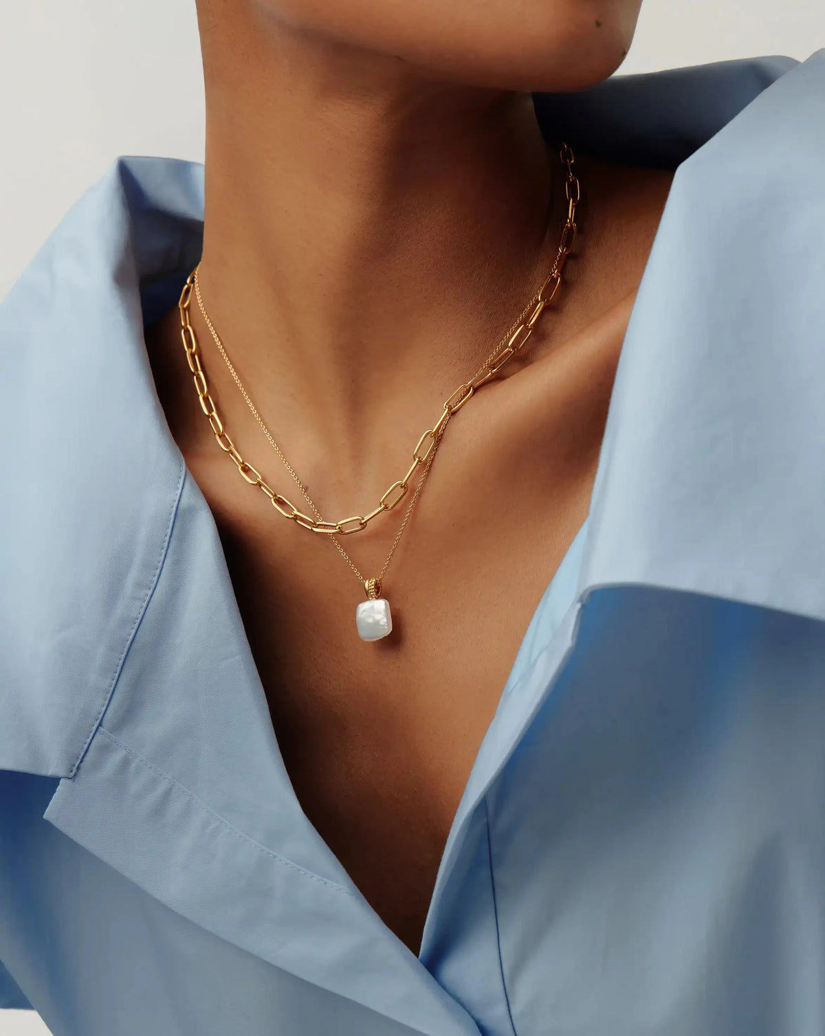 Square Pearl Baya Pendant Necklace | 18k Gold Vermeil/Pearl