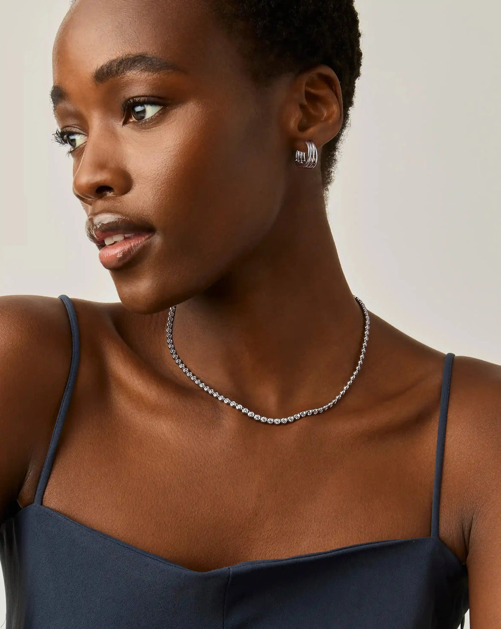 Tennis Round Necklace | Silver Plated/Cubic Zirconia