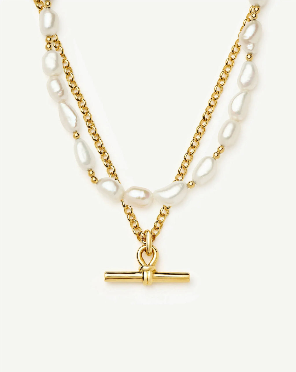 The Andy T-Bar Necklace Set | 18k Gold Plated/Pearl
